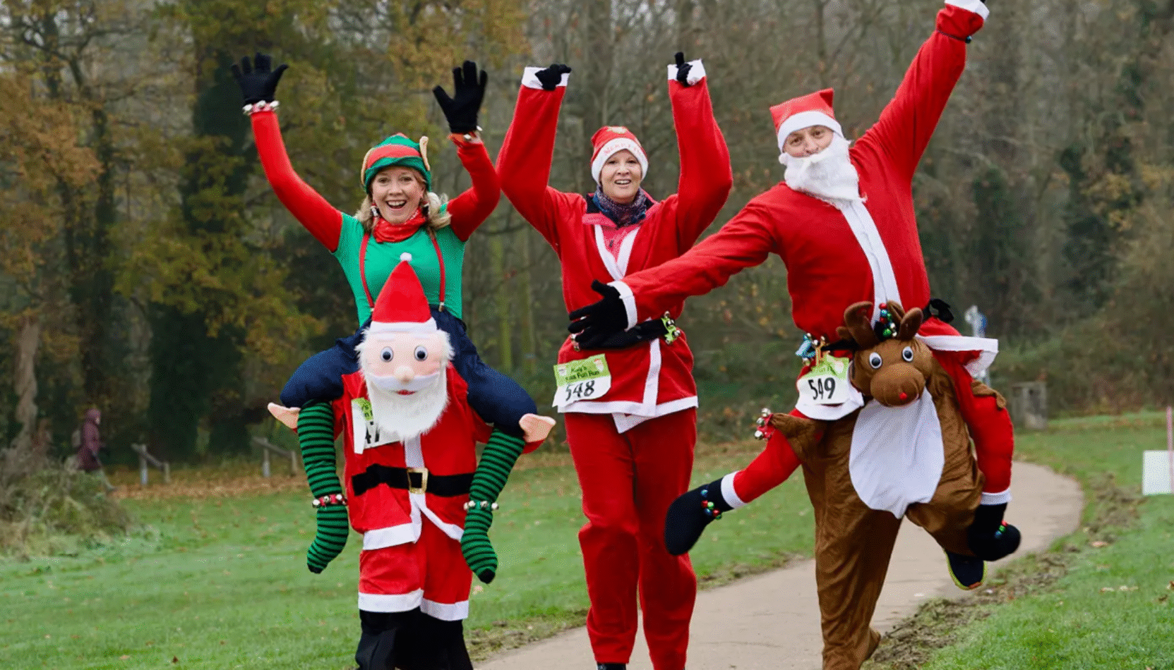 santa fun run, sports, surrey, guide to surrey, guide to whats on, fixtures, sports events, running, bikes, MTB, rugby, football, basketball, harlequins, twickenham, surrey 89ers, woking FC, Guildford flames, december 2025