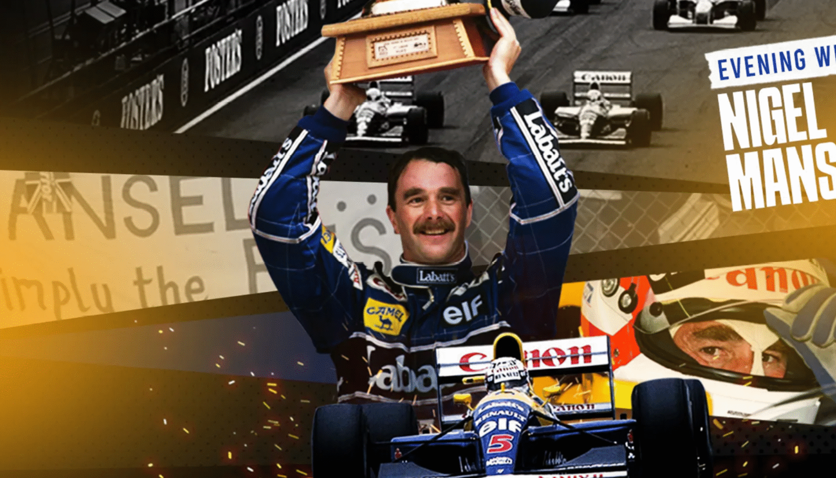 The sports locker, an evenin with Nigel mansell, Formula 1, sports events, surrey, september 2025, whats on, guide to whats on, guide to whats on in surrey, guiude to guildford, , running, night swim, mtb, horse racing,
