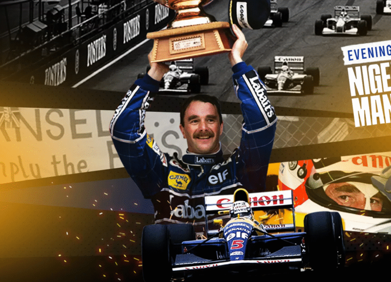 The sports locker, an evenin with Nigel mansell, Formula 1, sports events, surrey, september 2025, whats on, guide to whats on, guide to whats on in surrey, guiude to guildford, , running, night swim, mtb, horse racing,