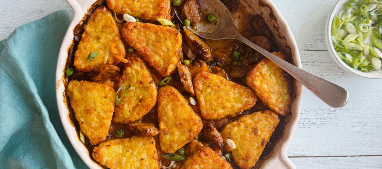 porkyb whites, surrey, old woking, sausages, recipe, sausage recipe, sausage and hash brown tray bake, cooking, cooking at home, surrey recipes, food and drink, lifestyle, visit surrey,