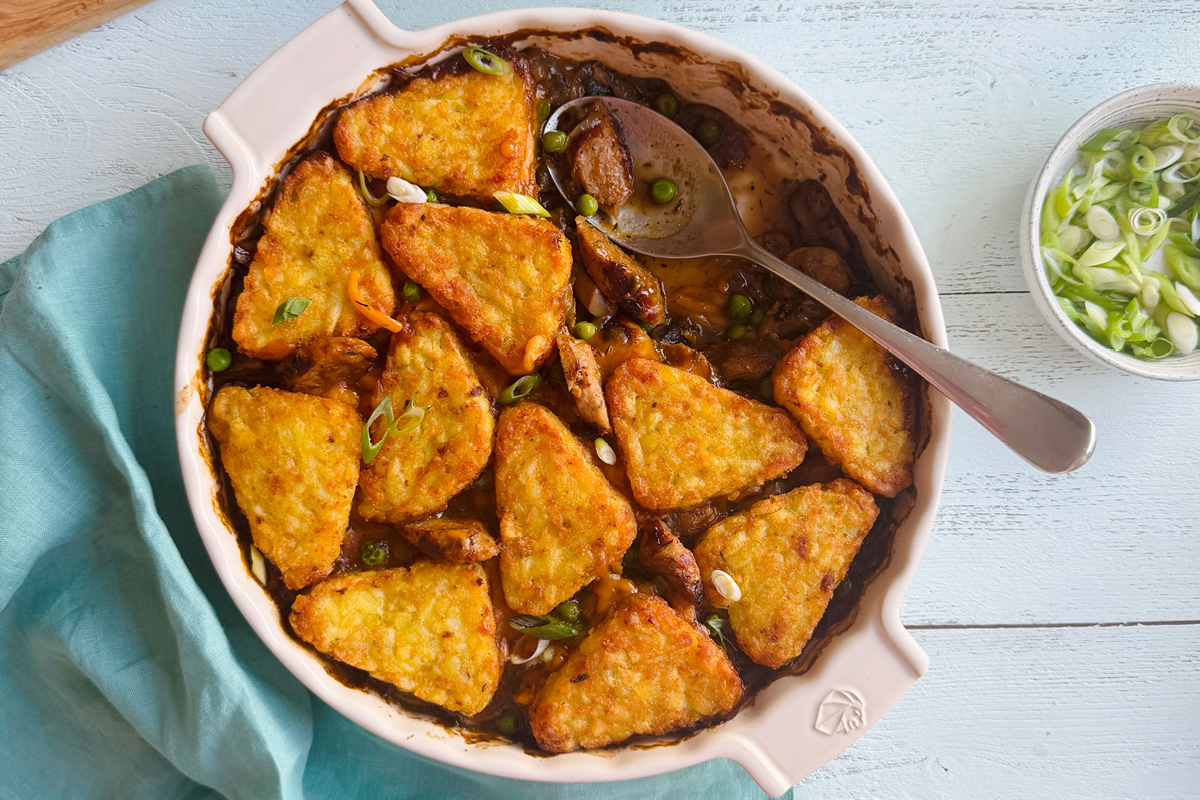 porkyb whites, surrey, old woking, sausages, recipe, sausage recipe, sausage and hash brown tray bake, cooking, cooking at home, surrey recipes, food and drink, lifestyle, visit surrey,