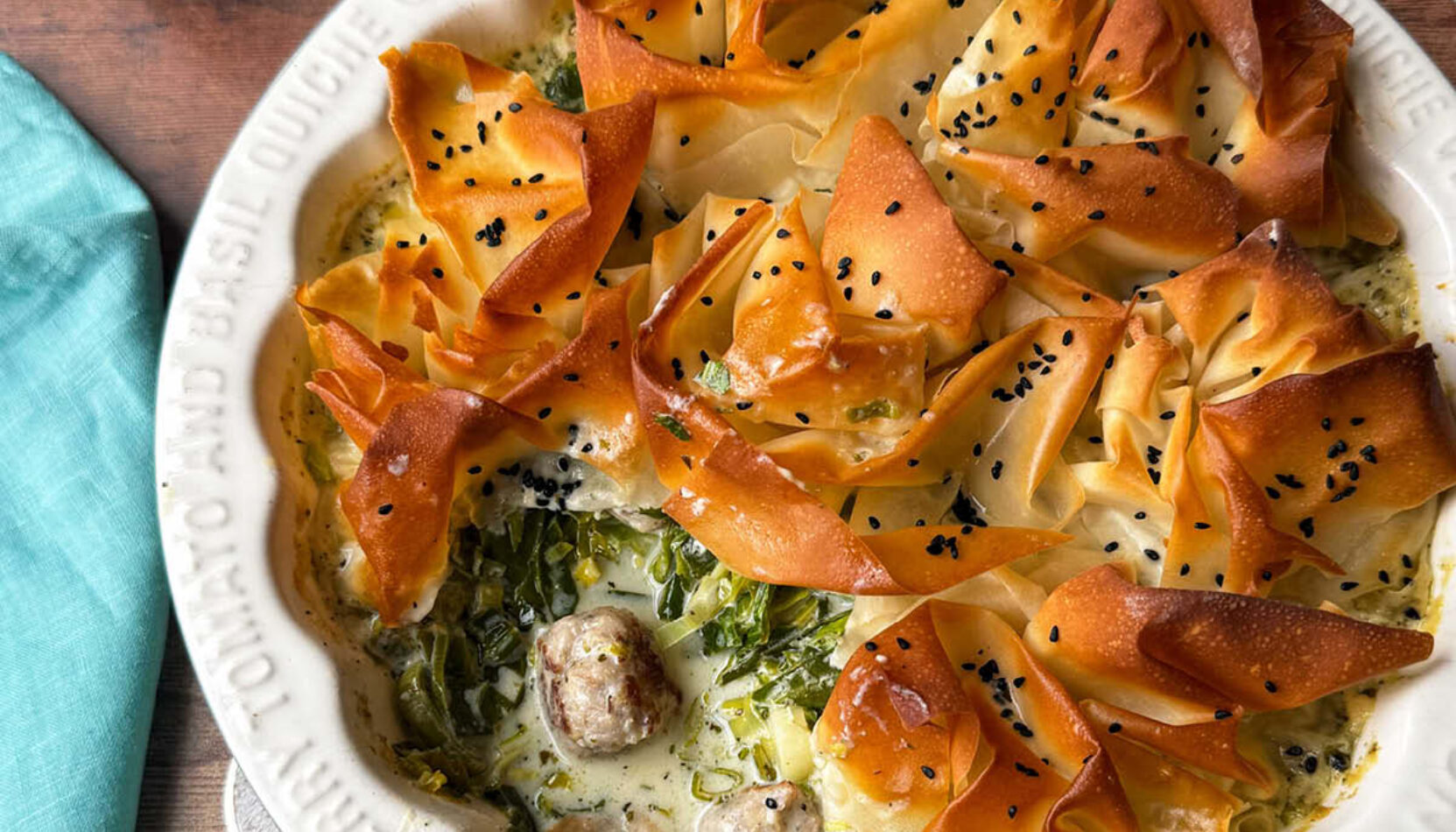 sausage filo pie, porky white, plate up, rece, food and drink, things to do, surrey sausages, guide to surrey, guide to food and drink in surrey, move to surrey, visit surrey,