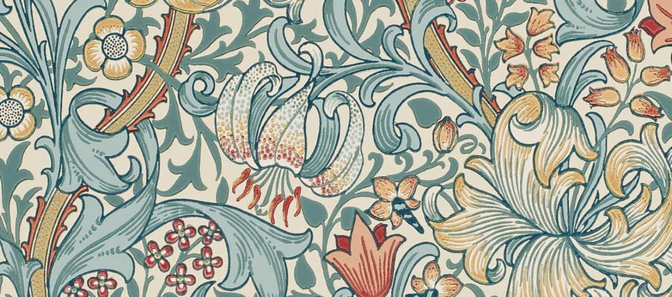 the art of wallpaper Morris and Co. William Morris, Art and design, interiros, house and garden, home furnishinhgs, wahst on, guide to surrey, guide to whats on, events in Surrey, exhibitions in surrey, art exhibitions, move to surrey, visit surrey, guide to surrey,